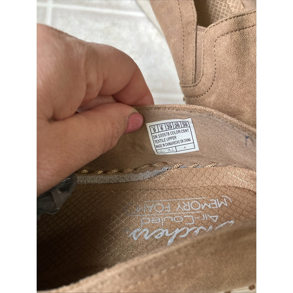 Skechers Women's Relaxed Fit Air-Cooled Memory Foam Brown Suede Slip-On Shoes 9 - Picture 4 of 6